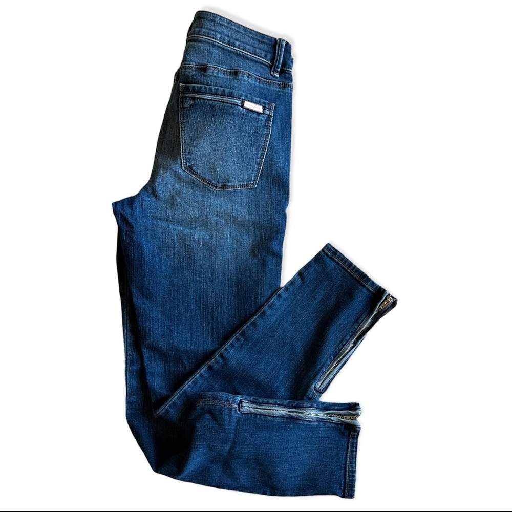 White House Black Market Skinny Ankle Jeans Zippers on Leg Size 2